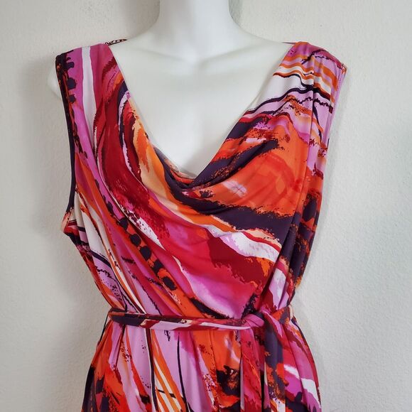 NY Collection Shift Dress XL Pink Abstract Print Colorful Artsy Maximalist - Picture 2 of 9